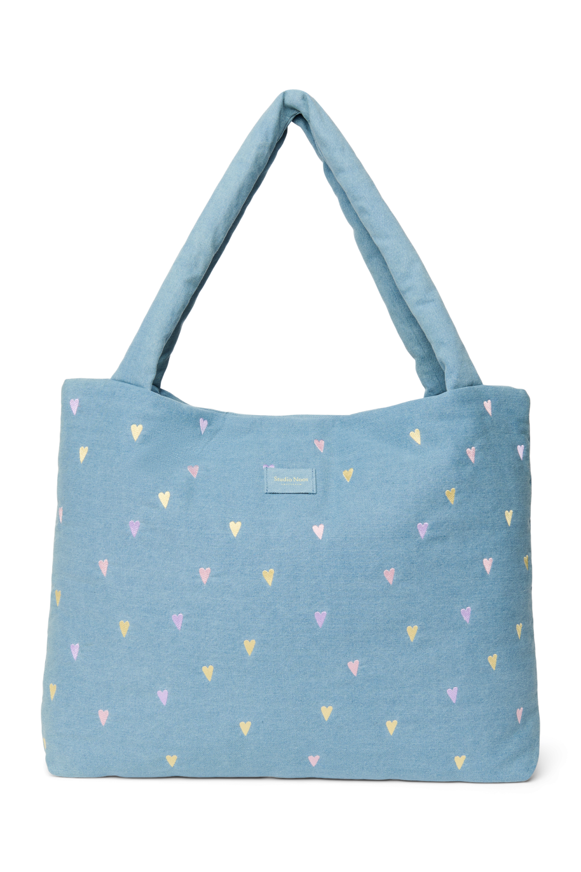 Denim Mom Bag | Light Blue Hearts