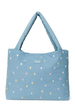 Denim Mom Bag | Light Blue Hearts