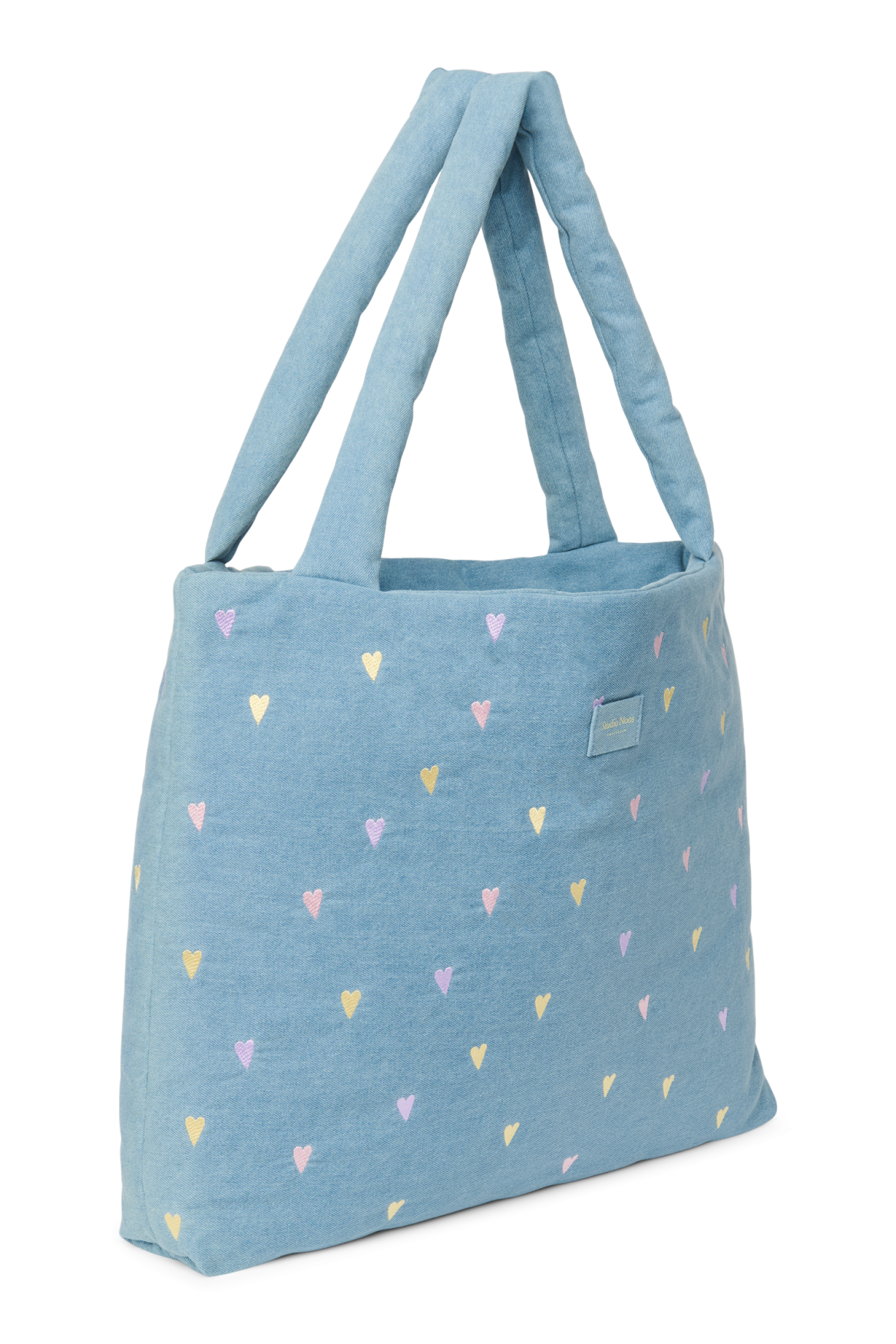 Denim Mom Bag | Light Blue Hearts