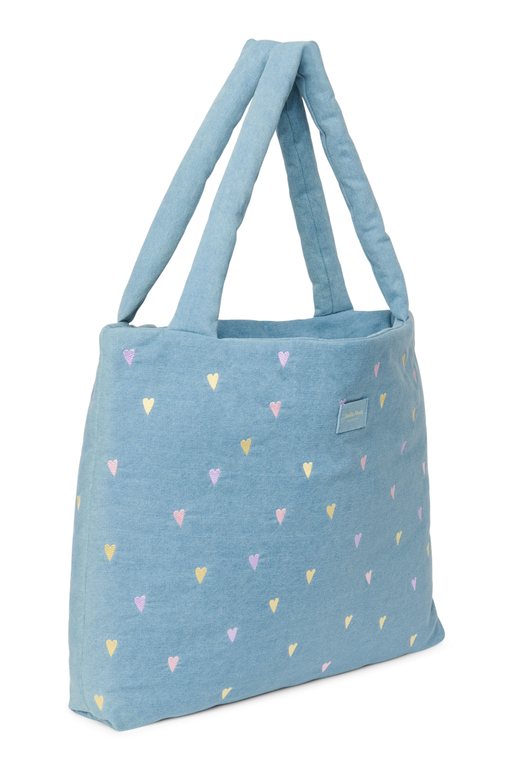 Denim Mom Bag | Light Blue Hearts