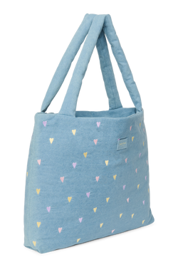 Denim Mom Bag | Light Blue Hearts