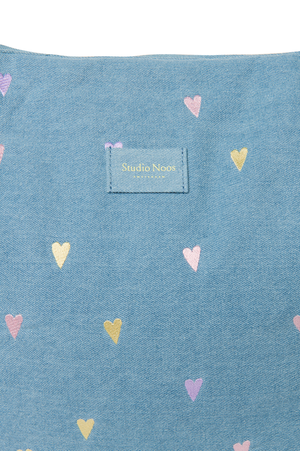 Denim Mom Bag | Light Blue Hearts