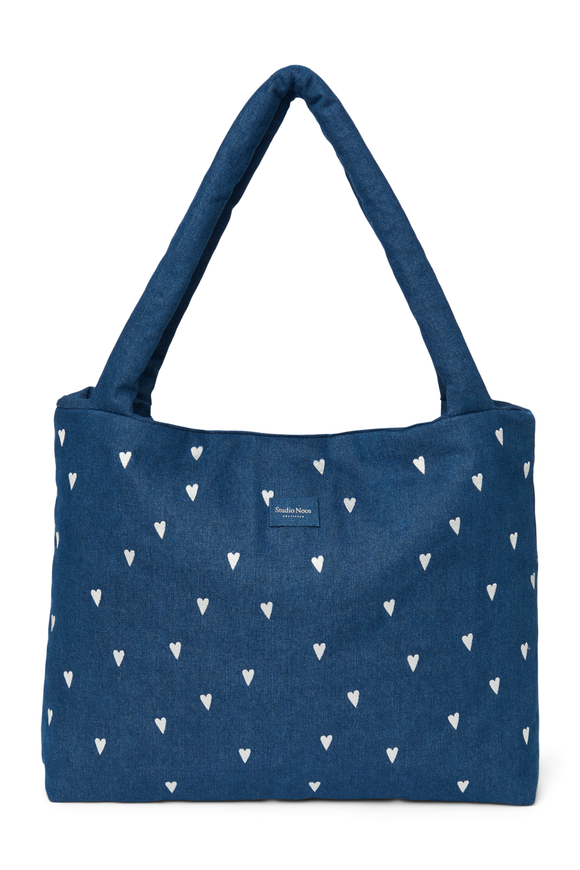 Denim Mom Bag | Dark Blue White Hearts