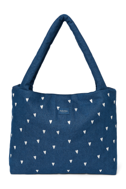 Denim Mom Bag | Dark Blue White Hearts