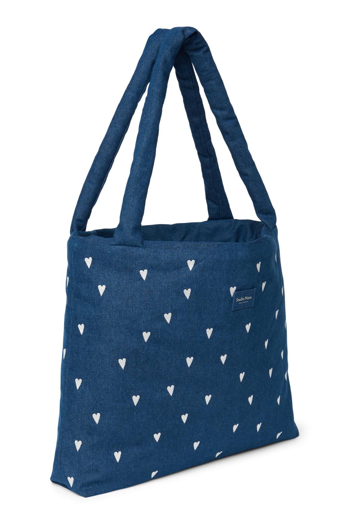 Denim Mom Bag | Dark Blue White Hearts