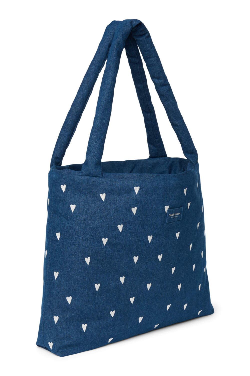 Denim Mom Bag | Dark Blue White Hearts