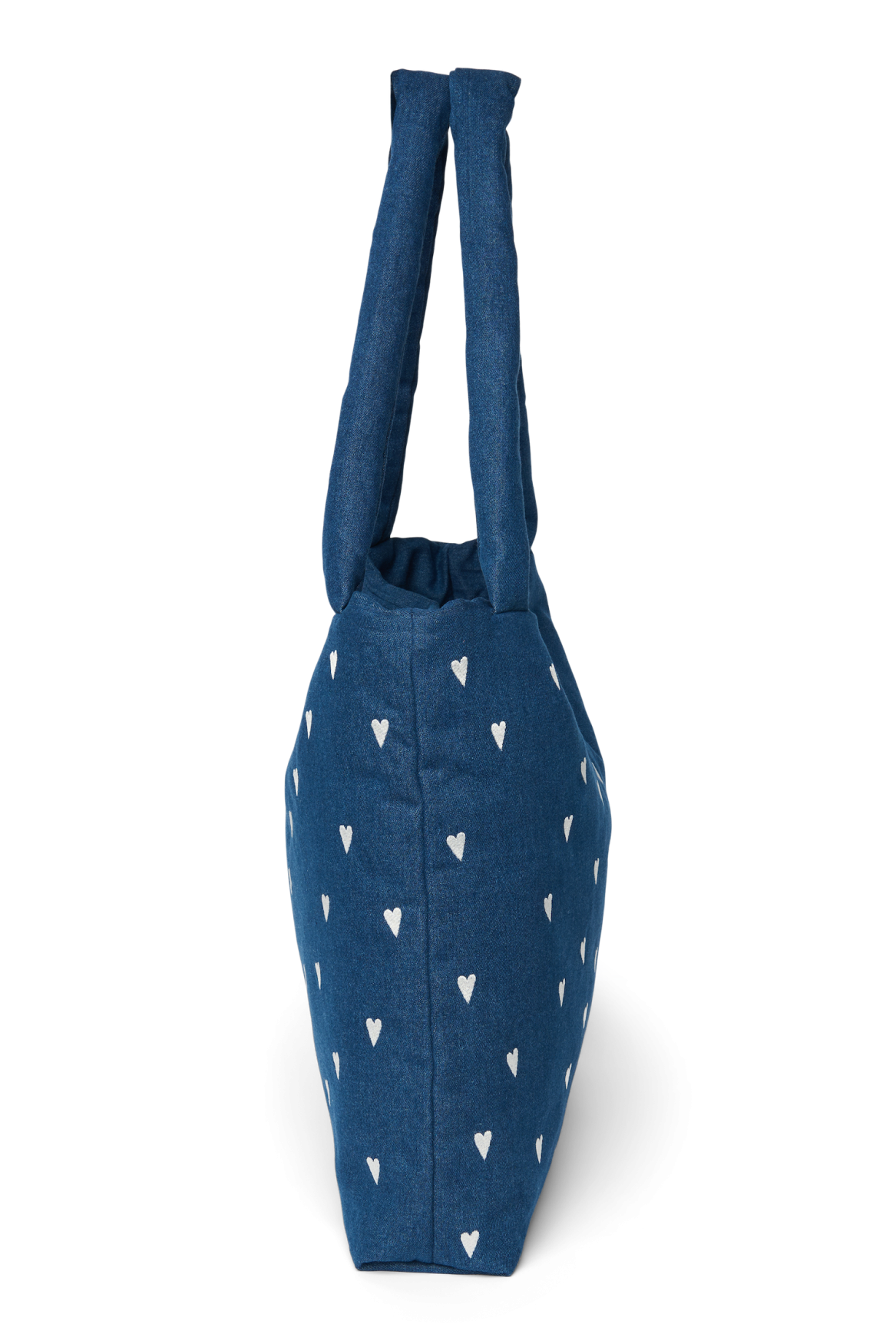 Denim Mom Bag | Dark Blue White Hearts