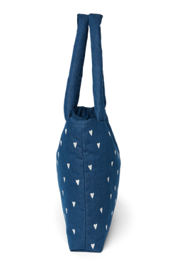 Denim Mom Bag | Dark Blue White Hearts