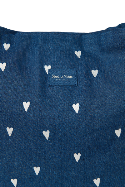 Denim Mom Bag | Dark Blue White Hearts