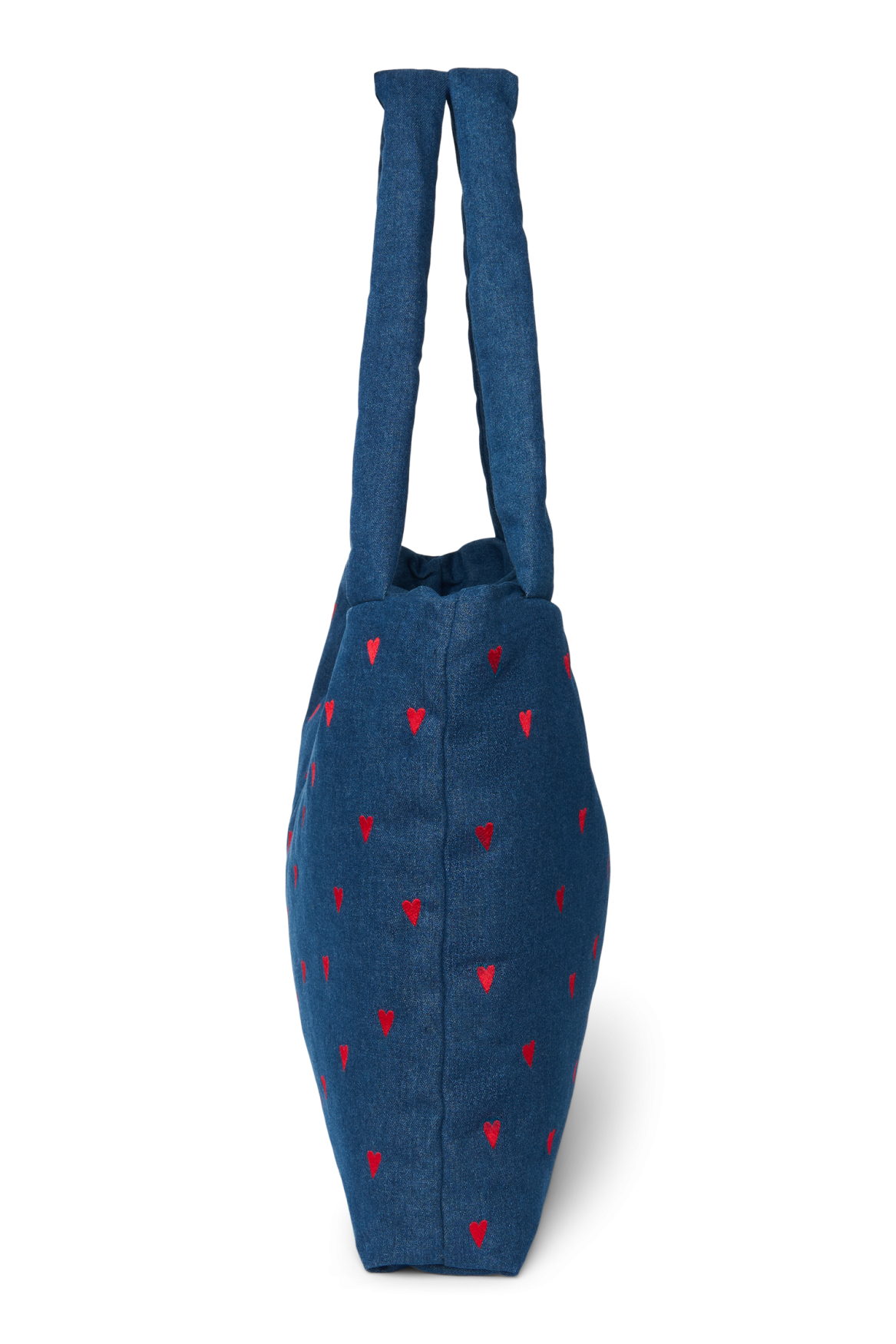 Denim Mom Bag | Dark Blue Red Hearts
