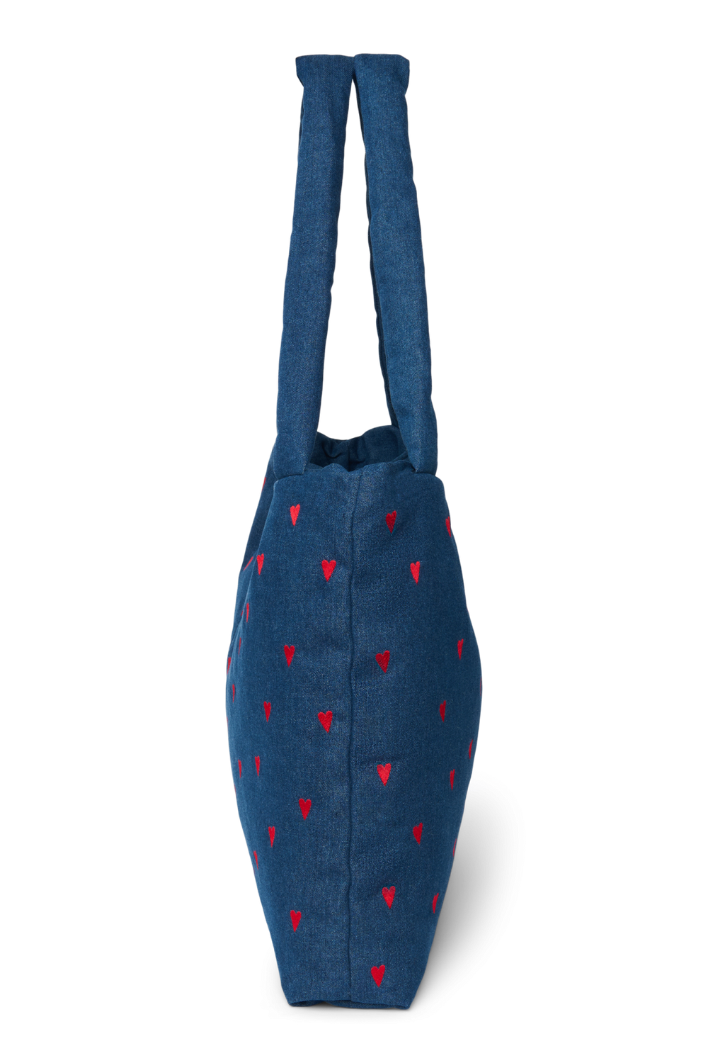 Denim Mom Bag | Dark Blue Red Hearts