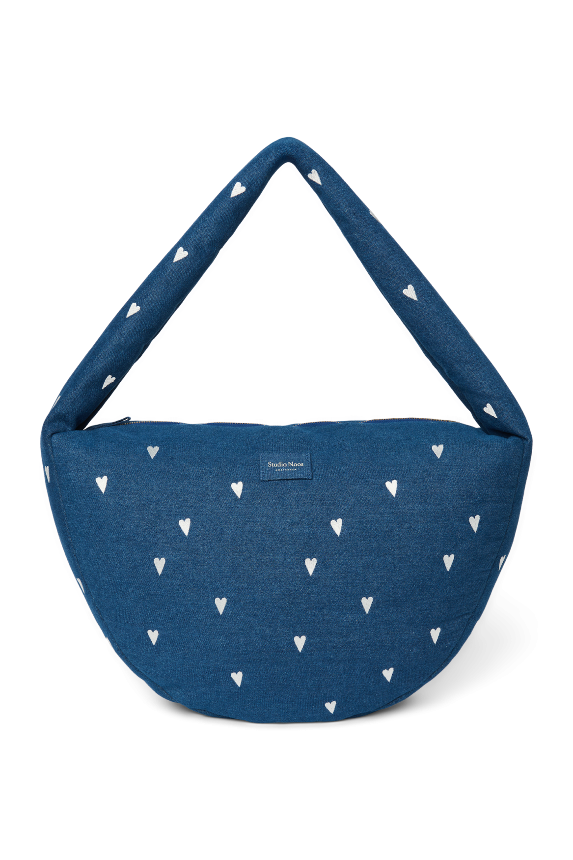 Denim Cross Body Bag | Dark Blue White Hearts