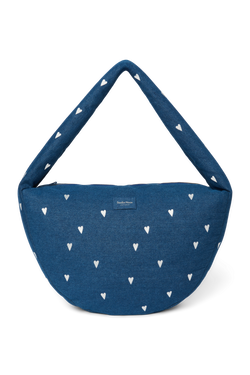Denim Cross Body Bag | Dark Blue White Hearts