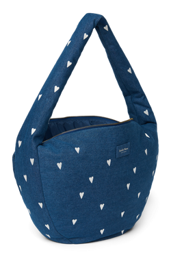 Denim Cross Body Bag | Dark Blue White Hearts