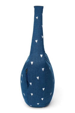 Denim Cross Body Bag | Dark Blue White Hearts