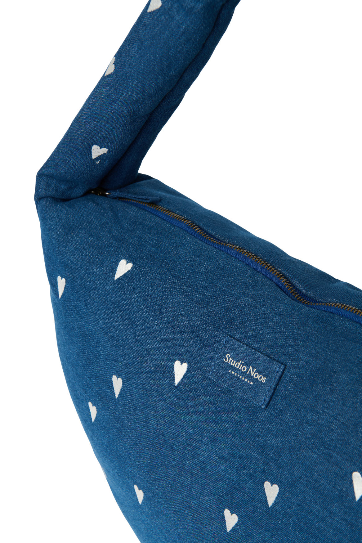 Denim Cross Body Bag | Dark Blue White Hearts