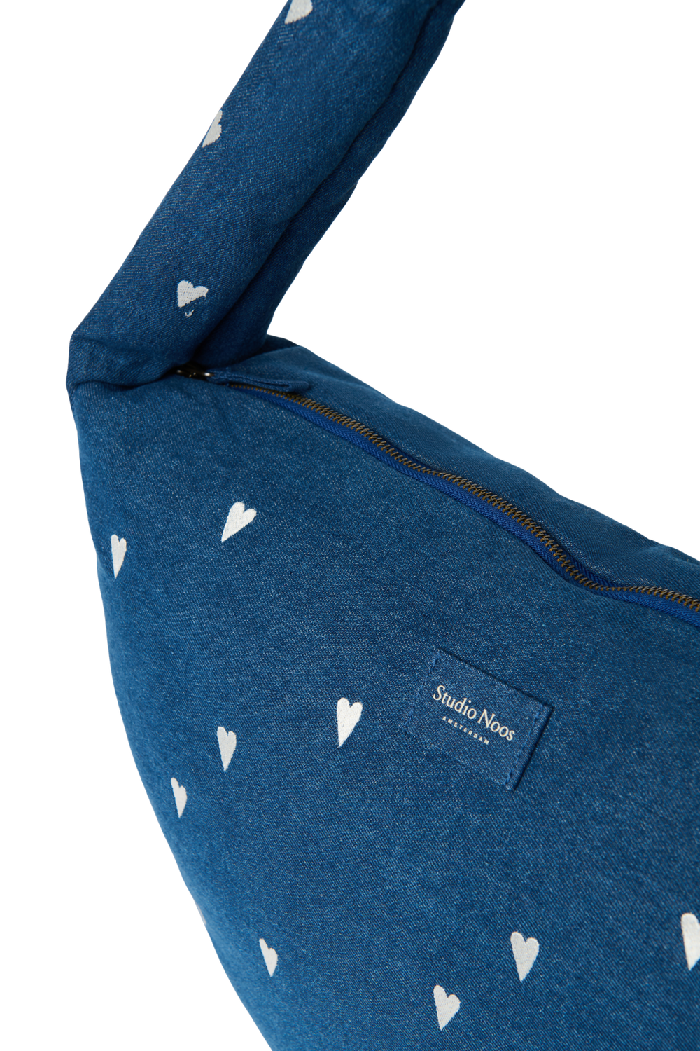Denim Cross Body Bag | Dark Blue White Hearts