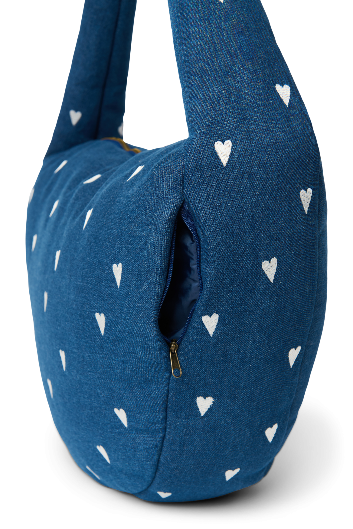 Denim Cross Body Bag | Dark Blue White Hearts