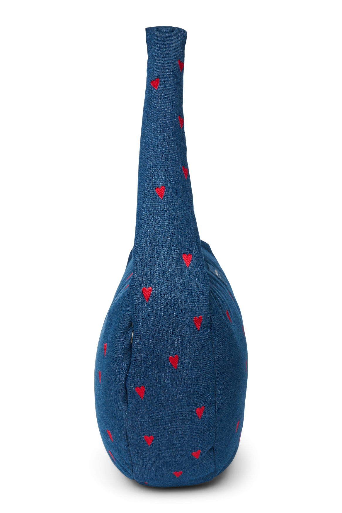 Denim Cross Body Bag | Dark Blue Red Hearts
