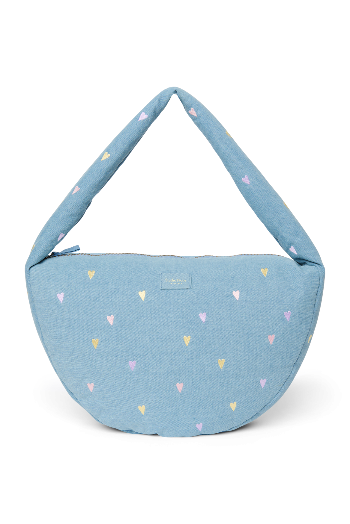 Denim Cross Body Bag | Light Blue Hearts