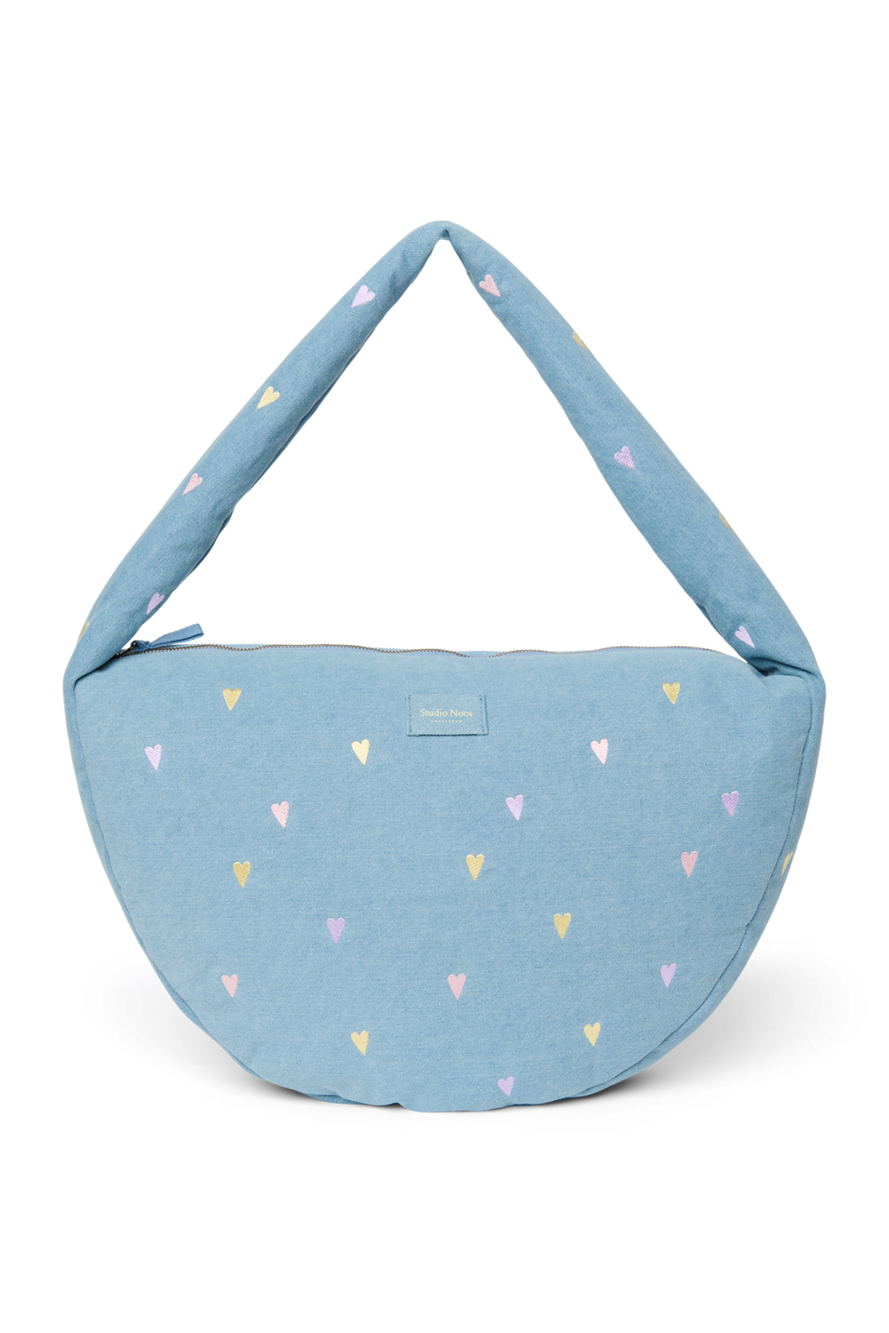 Denim Cross Body Bag | Light Blue Hearts