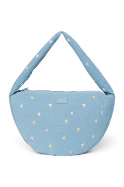 Denim Cross Body Bag | Light Blue Hearts