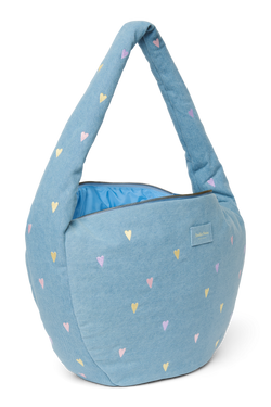 Denim Cross Body Bag | Light Blue Hearts