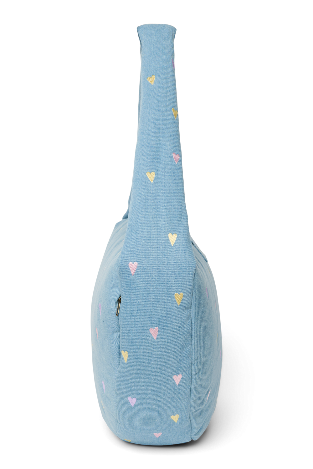 Denim Cross Body Bag | Light Blue Hearts