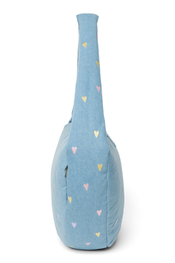 Denim Cross Body Bag | Light Blue Hearts