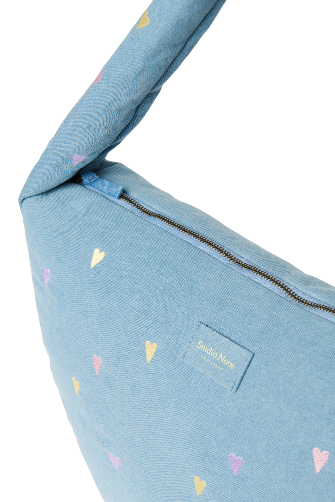 Denim Cross Body Bag | Light Blue Hearts