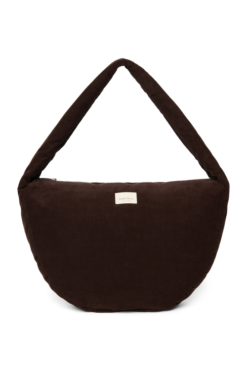Rib Puffy Cross Body Bag | Dark Brown
