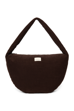 Rib Puffy Cross Body Bag | Dark Brown