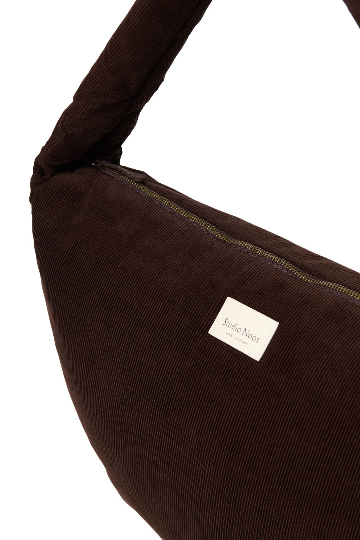 Rib Puffy Cross Body Bag | Dark Brown