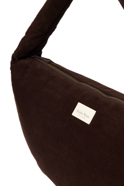 Rib Puffy Cross Body Bag | Dark Brown