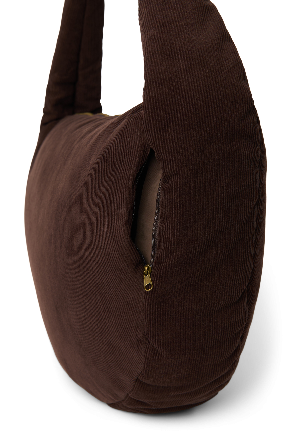 Rib Puffy Cross Body Bag | Dark Brown