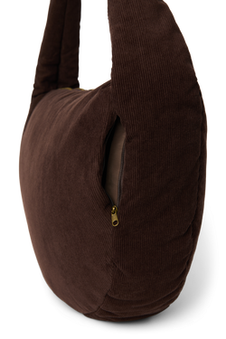 Rib Puffy Cross Body Bag | Dark Brown