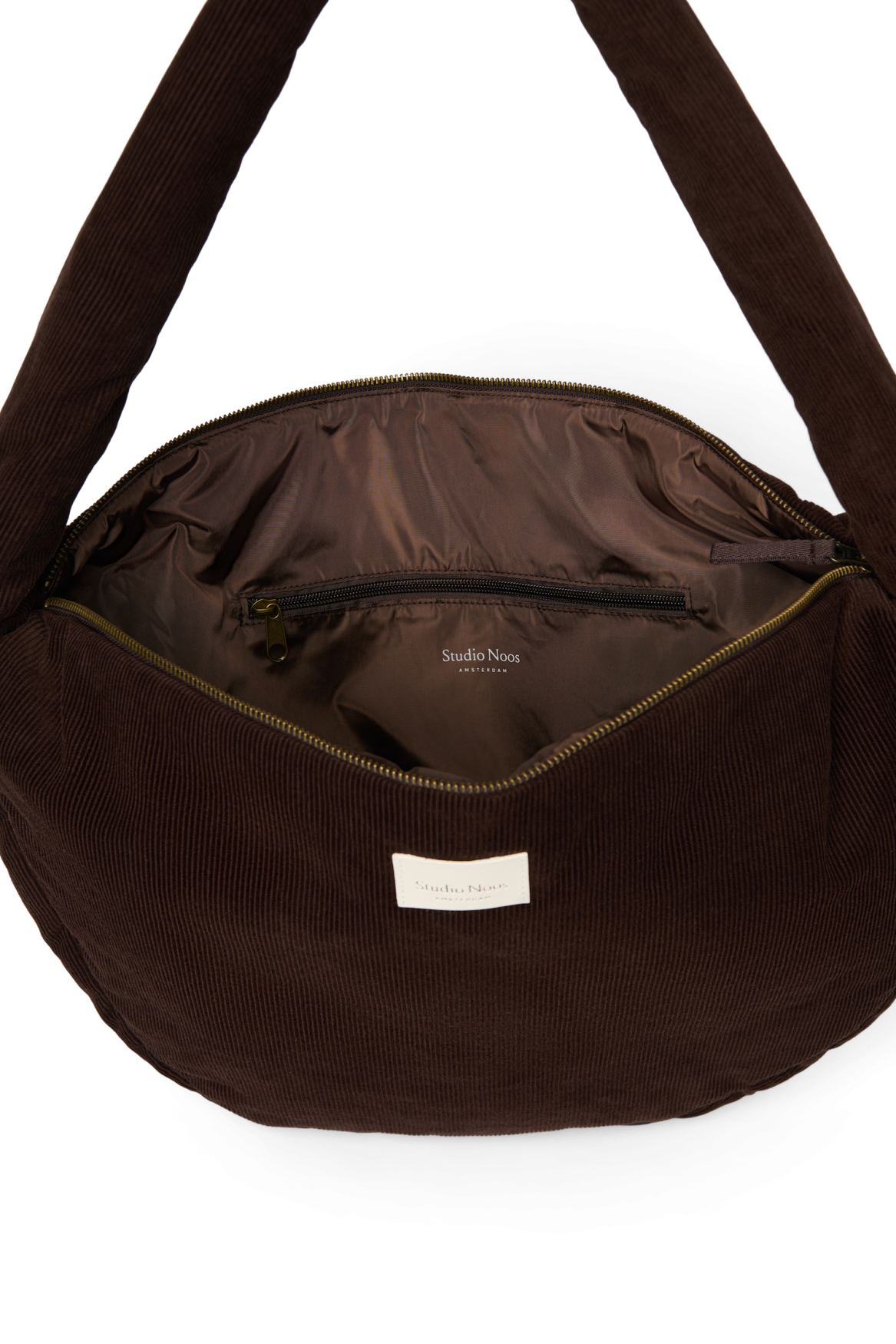 Rib Puffy Cross Body Bag | Dark Brown