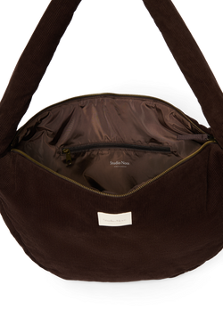Rib Puffy Cross Body Bag | Dark Brown