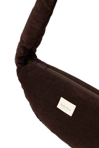 Rib Puffy Mini Cross Body Bag | Dark Brown