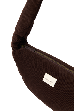 Rib Puffy Mini Cross Body Bag | Dark Brown