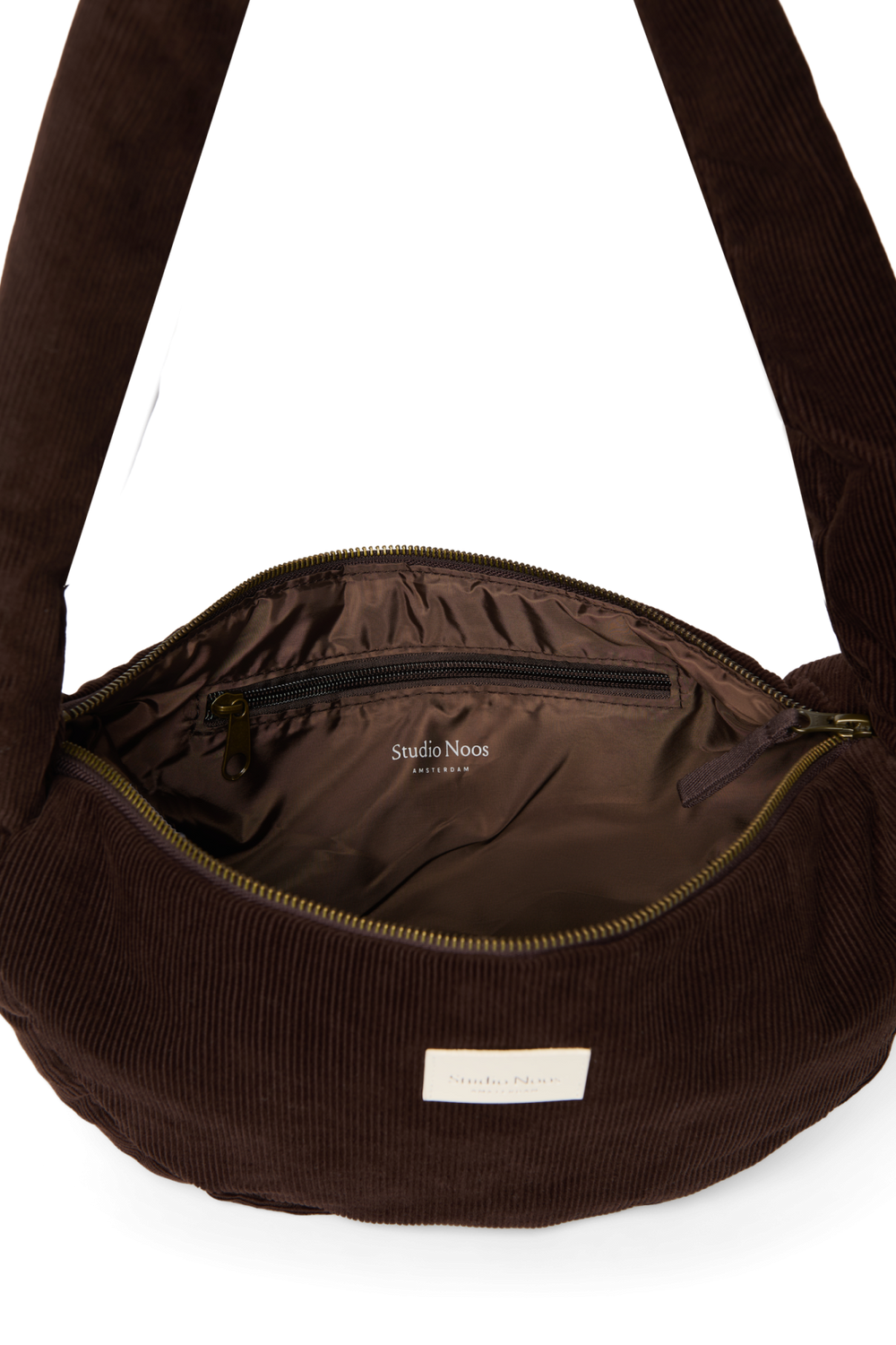 Rib Puffy Mini Cross Body Bag | Dark Brown