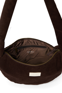 Rib Puffy Mini Cross Body Bag | Dark Brown