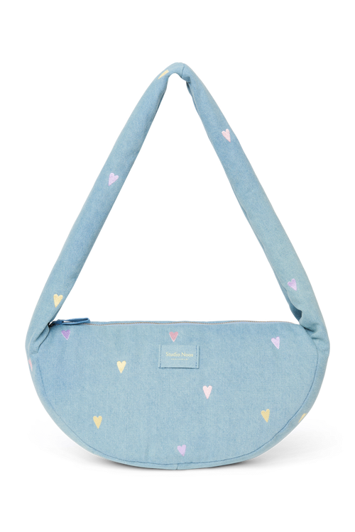 Denim Mini Cross Body Bag | Light Blue Hearts
