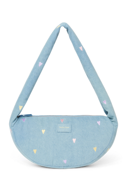 Denim Mini Cross Body Bag | Light Blue Hearts