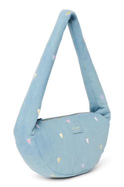 Denim Mini Cross Body Bag | Light Blue Hearts
