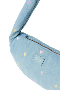 Denim Mini Cross Body Bag | Light Blue Hearts