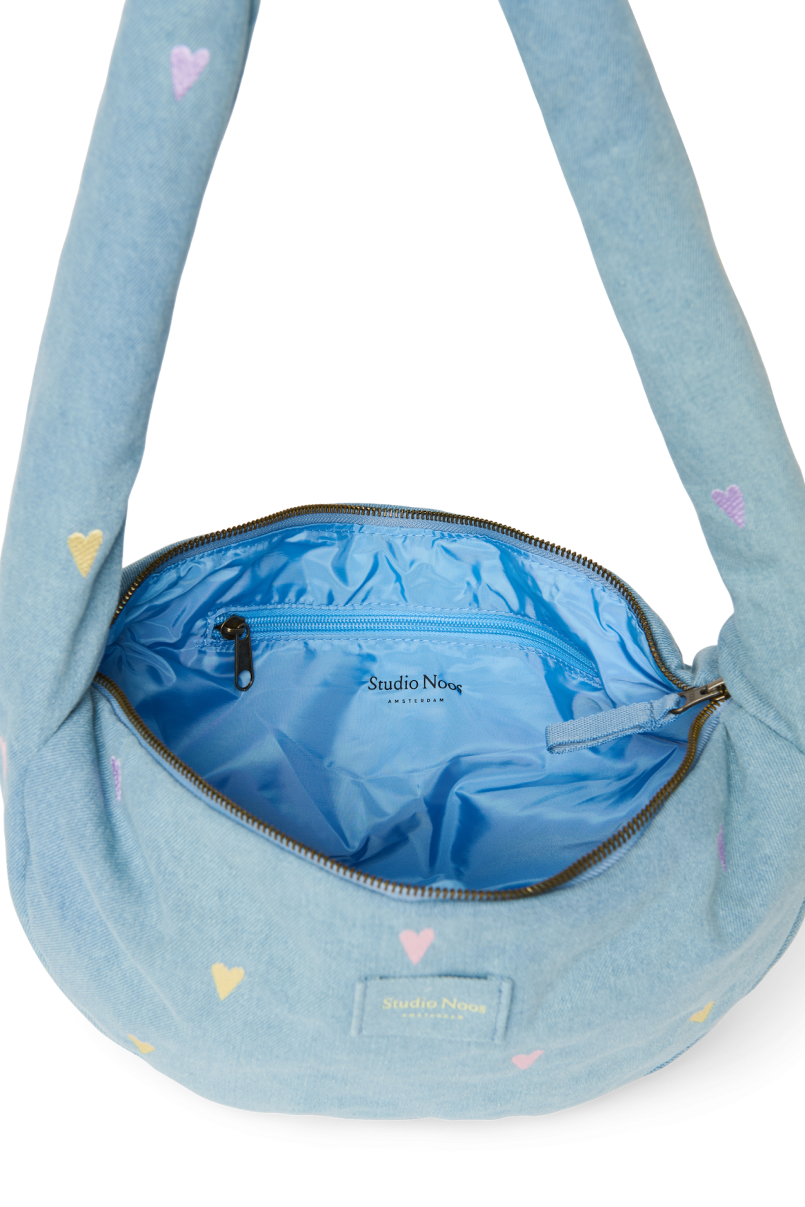 Denim Mini Cross Body Bag | Light Blue Hearts
