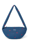 Denim Mini Cross Body Bag | Dark Blue Red Hearts