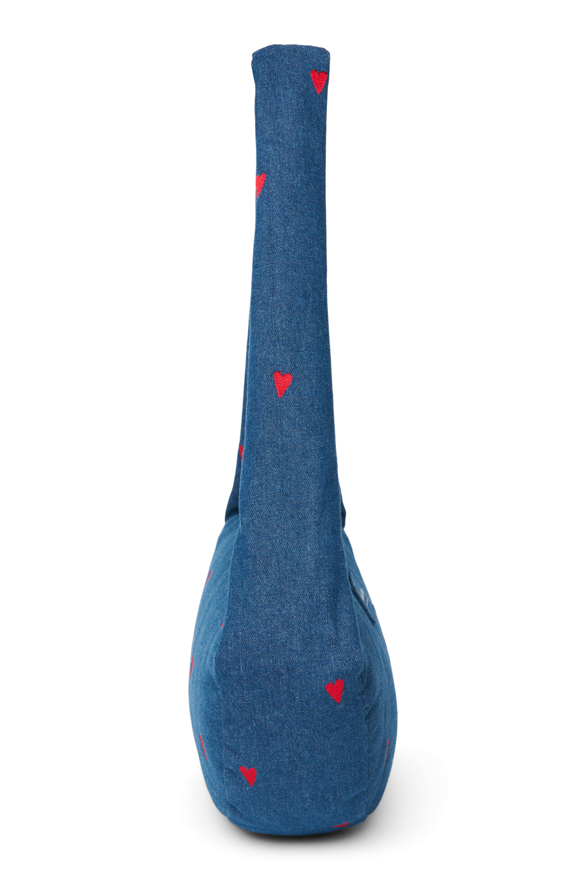 Denim Mini Cross Body Bag | Dark Blue Red Hearts