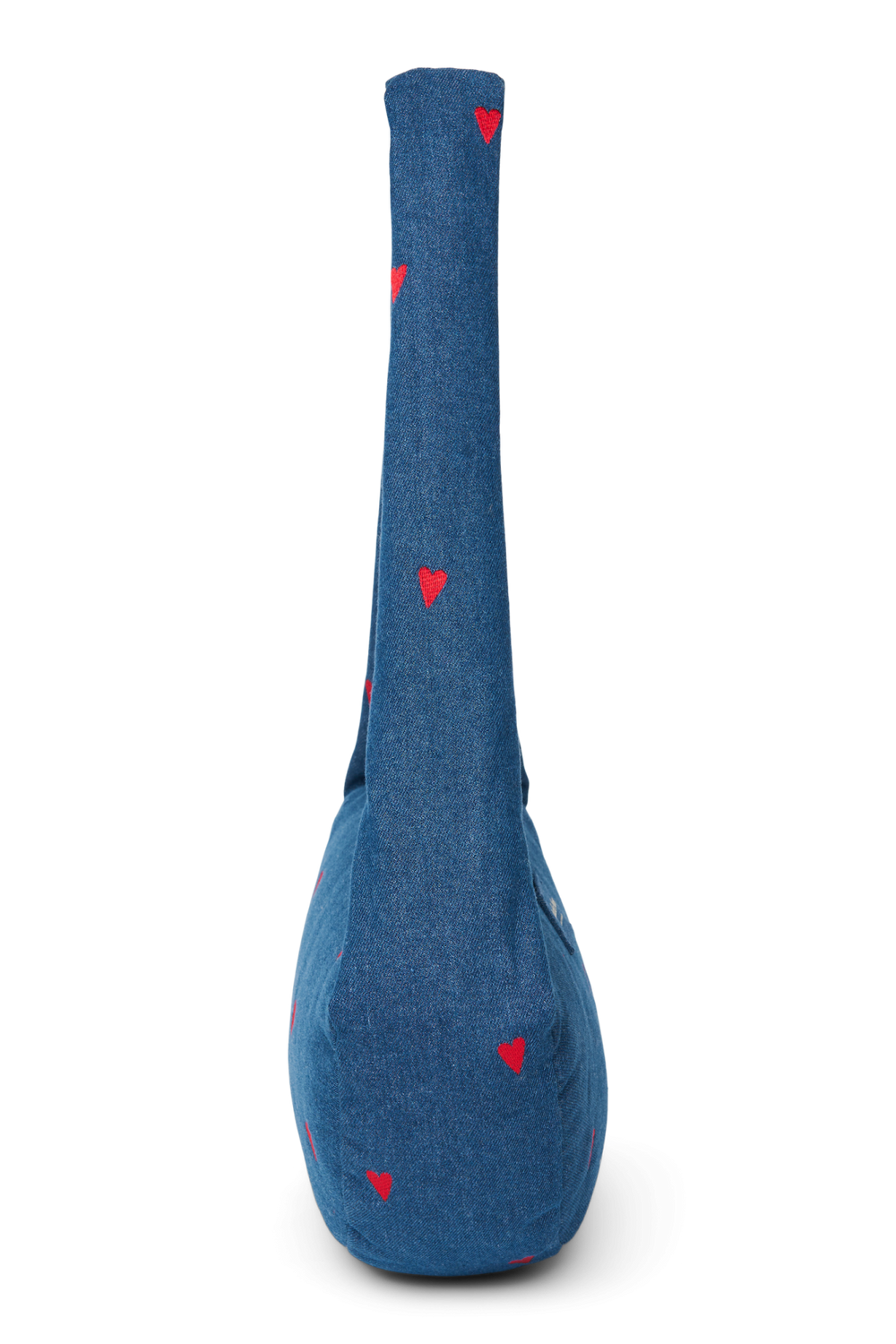 Denim Mini Cross Body Bag | Dark Blue Red Hearts